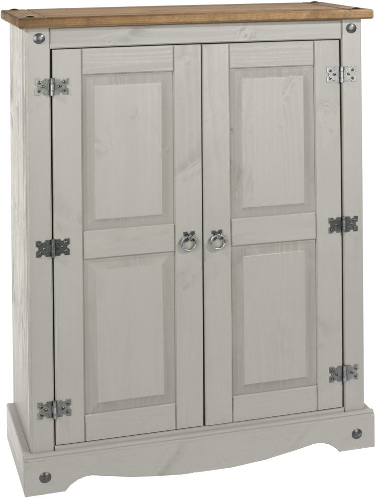 Product photograph of Corona Grey Mexican Pine 2 Door Cupboard Unit from Choice Furniture Superstore.